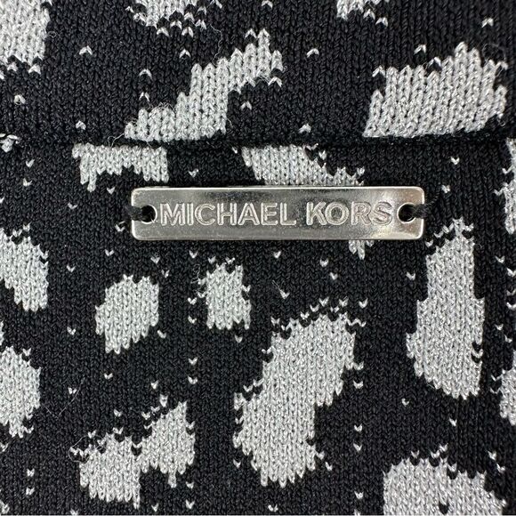 Michael Kors Metallic Cheetah Print Bell Sleeve Bodycon Dress Sz Small - Picture 12 of 12